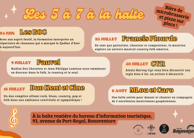 Bonaventure : des 5 à 7 musicaux à la halte routière !