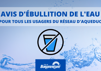 Important : avis d’ébullition d’eau à Bonaventure